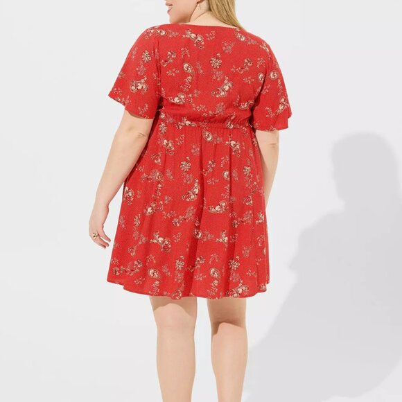 ❤️NWT VINTAGE TORRID MINI CHALLIS POCKETS DRESS - PAISLEY FLORAL PRINT PLUS SIZE - Picture 4 of 9
